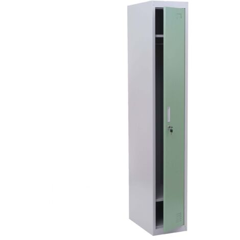 Casier armoire à vêtements avec tringle à vêtements et miroir 180 x 30 x 50 cm en métal menthe 040010937