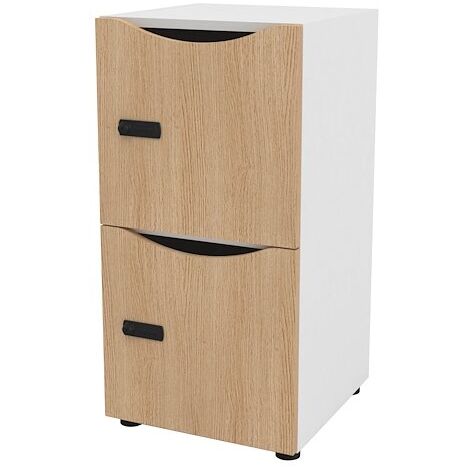 Casier de bureau Locker 2 cases coprs blanc H 86 cm chêne - Maxiburo