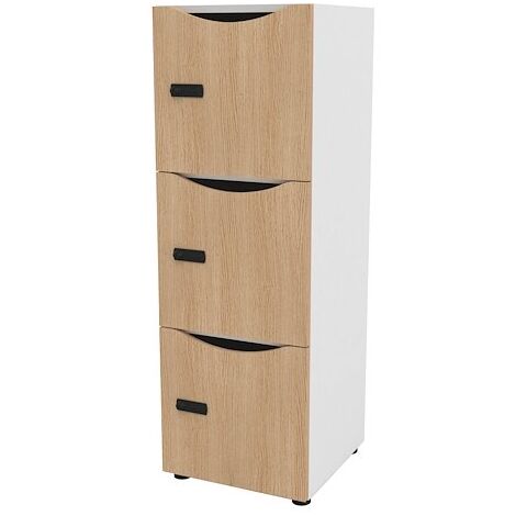 Casier de bureau Locker 3 cases coprs blanc H 131 cm chêne - Maxiburo