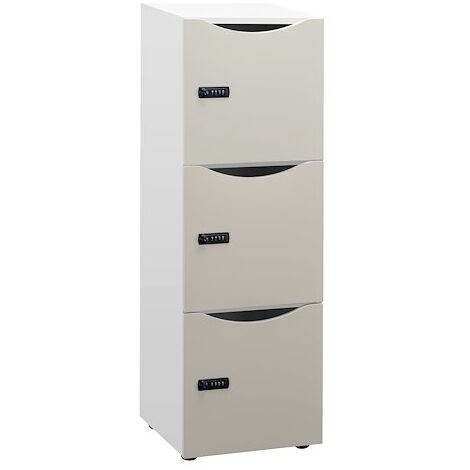 Casier de bureau Locker 3 cases coprs blanc H 131 cm perle - Maxiburo