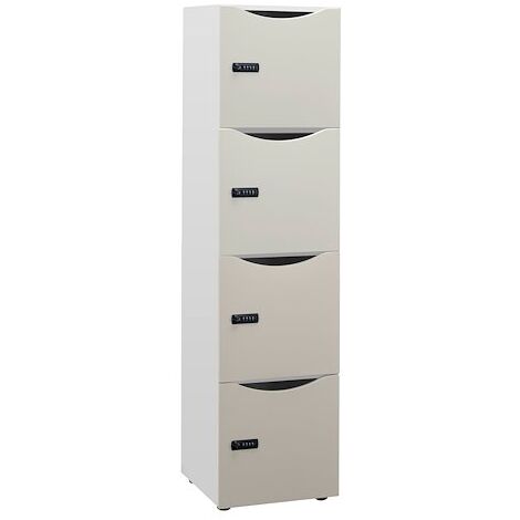 Casier de bureau Locker 4 cases coprs blanc H 169 cm perle - Maxiburo