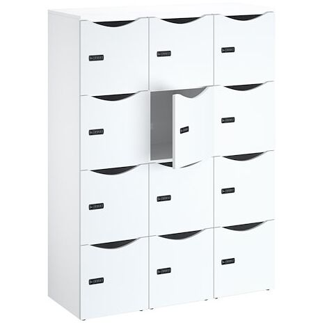 Casier de bureau Lockers 12 cases - Corps blanc, portes blanches - H 170,9 cm - Maxiburo