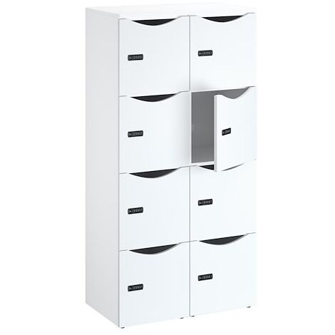 Casier de bureau Lockers 8 cases - Corps blanc, portes blanches - H 170,9 cm - Maxiburo