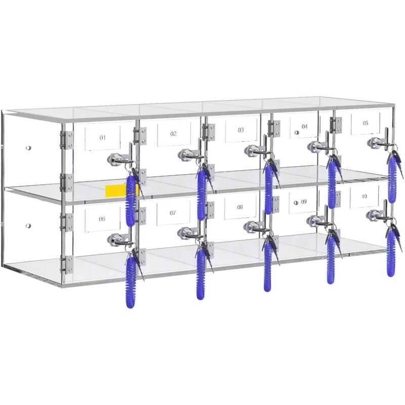 Mophorn - Casier de rangement pour téléphone portable armoire en acrylique à 10 emplacements avec serrures de porte et clés, organisateur mural pour
