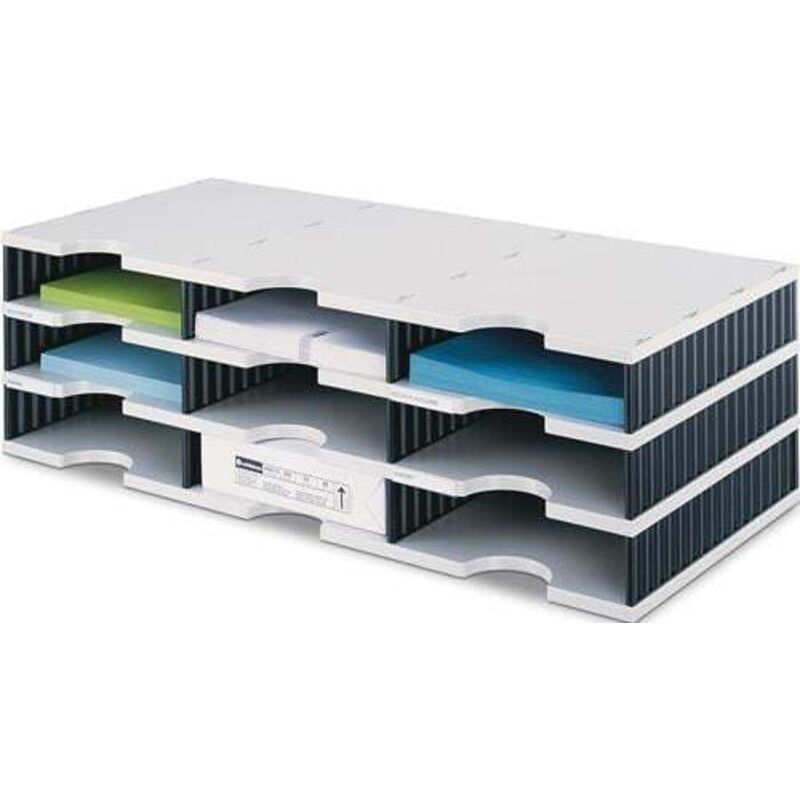 Styro - Casier de tri Trio 24 comp. H573xl723xP331 mm polystyrène gris/noir