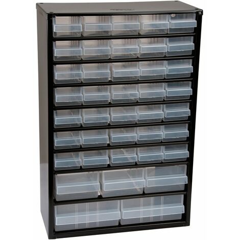 Casier métallique 40 tiroirs en métal et polypropylène – Dimensions 15x55,2x30,6 cm – Fixation murale – Séparateurs inclus – Raaco