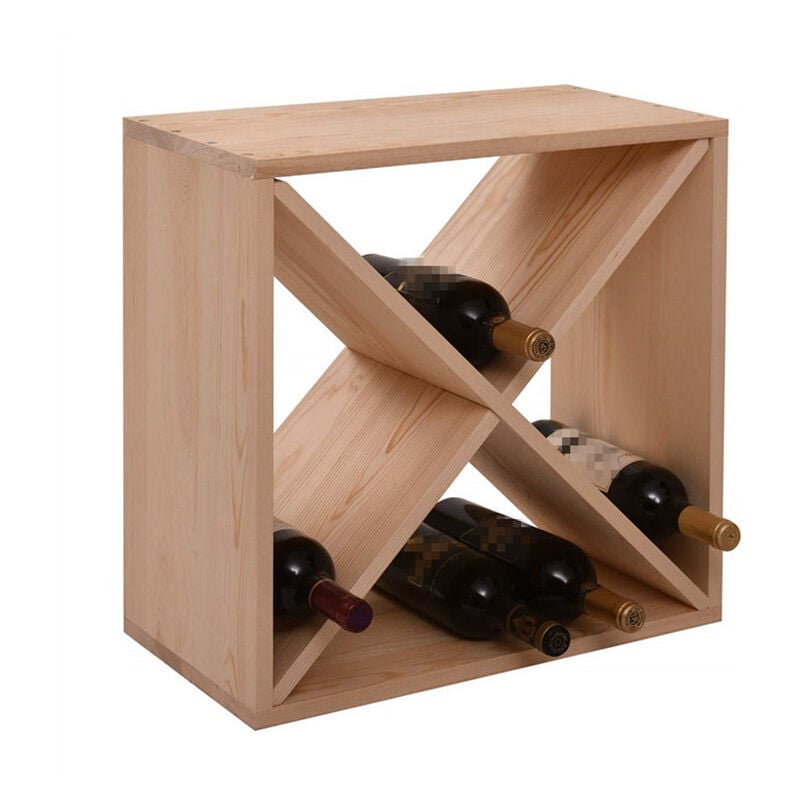 Hamea Home - Armoire 4 x Casiers range bouteille vin en bois naturel pour cave et cellier a vin - meuble de rangement bouteille de vin