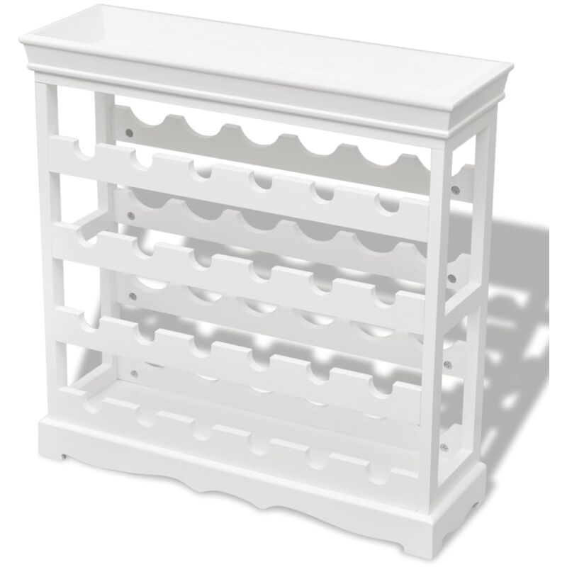 Casier range bouteilles étagère de rangement jusqu'à 24 bouteilles de vin en mdf blanc DEC024273