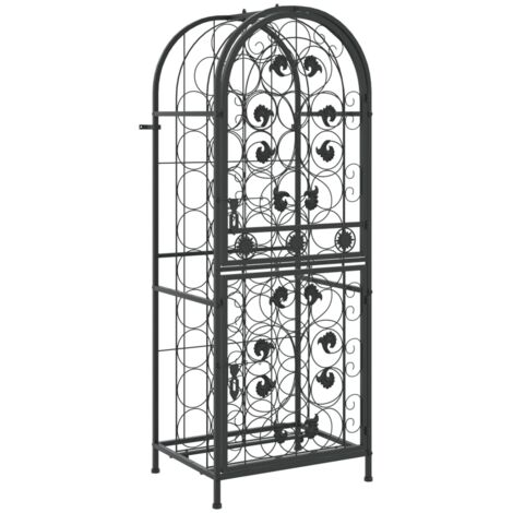 Casier range bouteilles étagère de rangement vin 41 bouteilles 45 x 36 x 120 cm fer forgé noir DEC024269