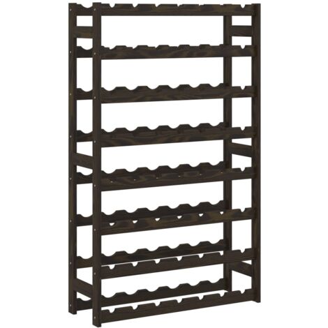 Casier range bouteilles étagère de rangement vin 8 niveaux pour 56 bouteilles en bois de pin noir DEC024333