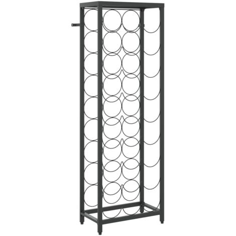 Casier range bouteilles étagère de rangement vin de 27 bouteilles 34 x 18 x 100cm fer forgé noir DEC024278