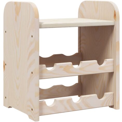 Casier range bouteilles étagère de rangement vin jusqu'à 6 bouteilles de vin 33 x 25 x 37 cm bois pin massif brun DEC024363