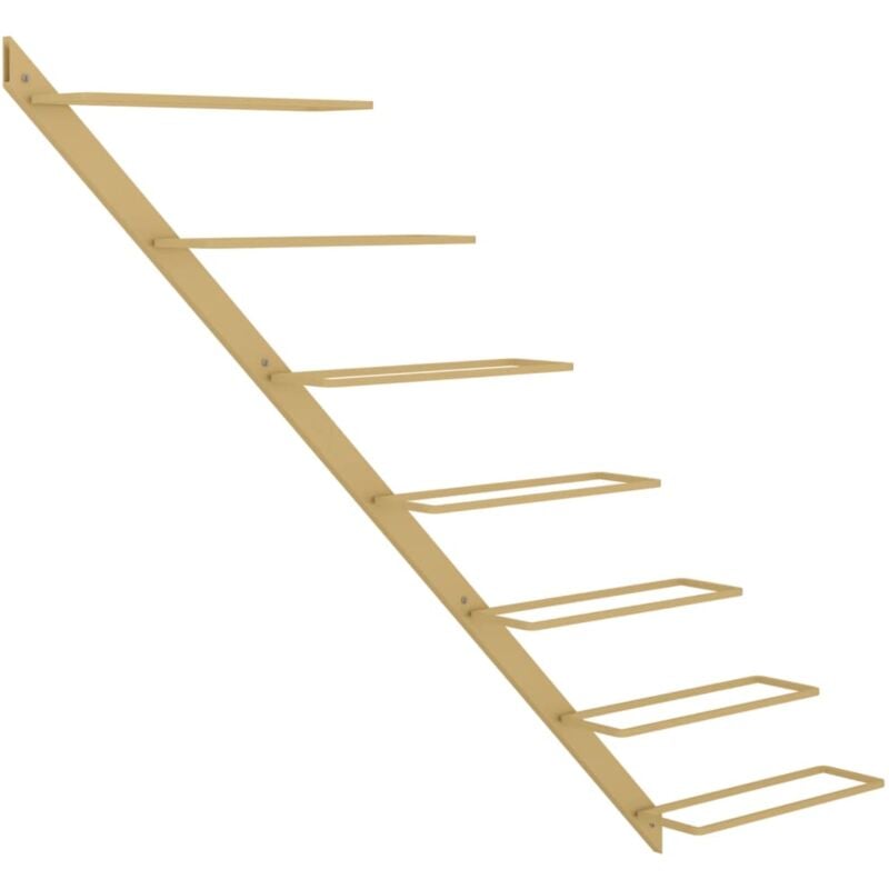 Casier range bouteilles étagère de rangement vin mural pour 7 bouteilles fer doré DEC024386