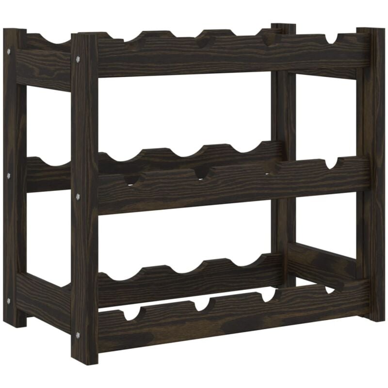 Décoshop26 - Casier range bouteilles étagère de rangement vin pour 12 bouteilles bois pin noir DEC024293