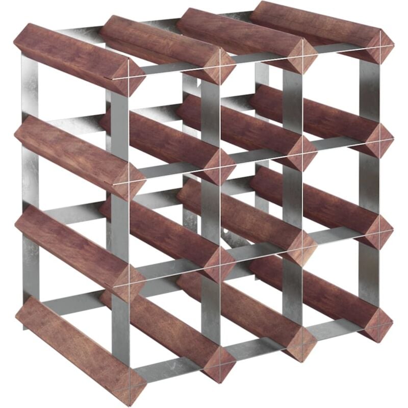 Décoshop26 - Casier range bouteilles étagère de rangement vin pour 12 bouteilles en bois pin marron et acier DEC024291