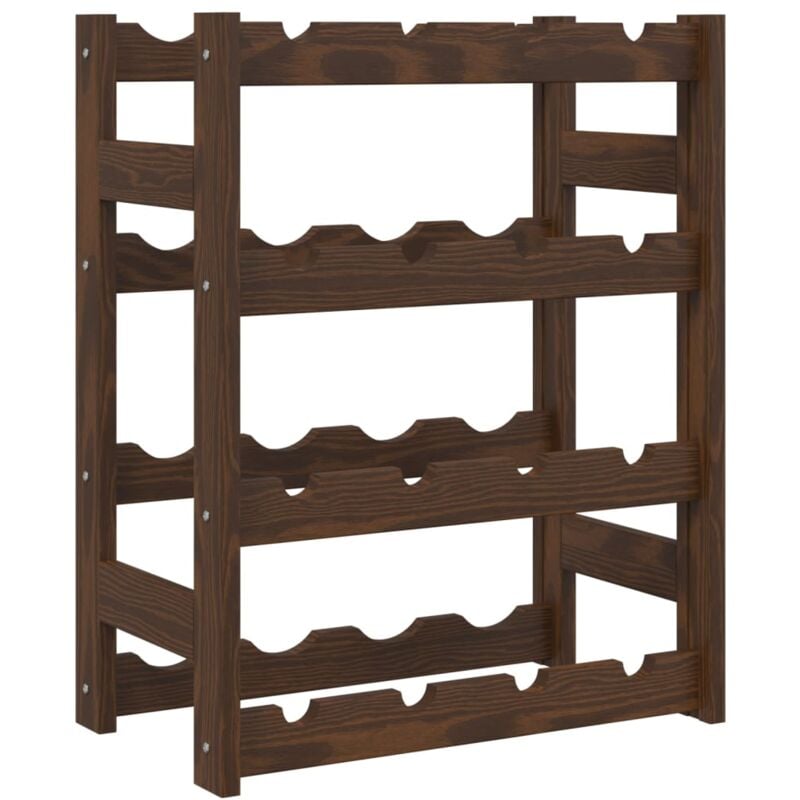 Décoshop26 - Casier range bouteilles étagère de rangement vin pour 16 bouteilles 4 niveaux en bois de pin marron DEC024299