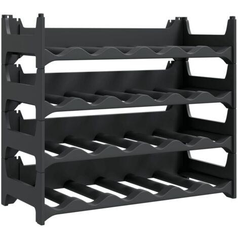 Casier range bouteilles étagère de rangement vin pour 24 bouteilles pp empilable anthracite DEC024397