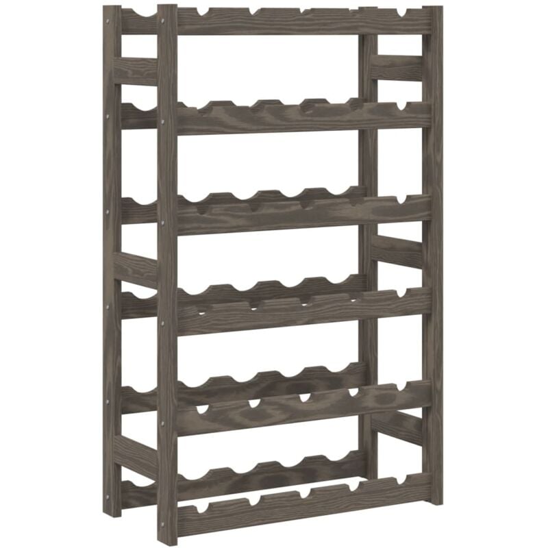 Décoshop26 - Casier range bouteilles étagère de rangement vin pour 30 bouteilles 6 niveaux en bois pin gris DEC024313