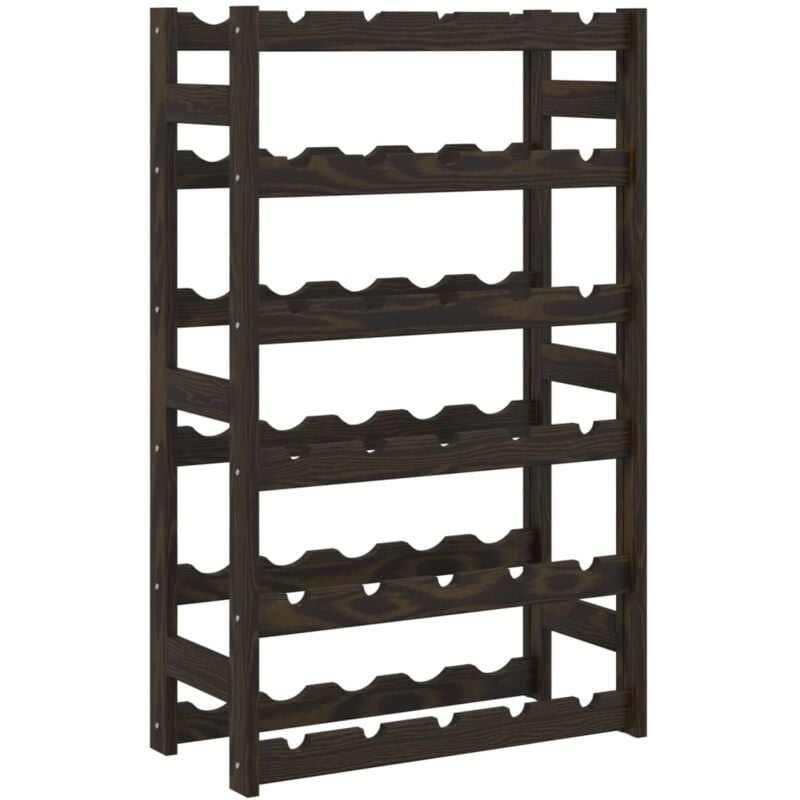 Décoshop26 - Casier range bouteilles étagère de rangement vin pour 30 bouteilles en bois pin noir DEC024315