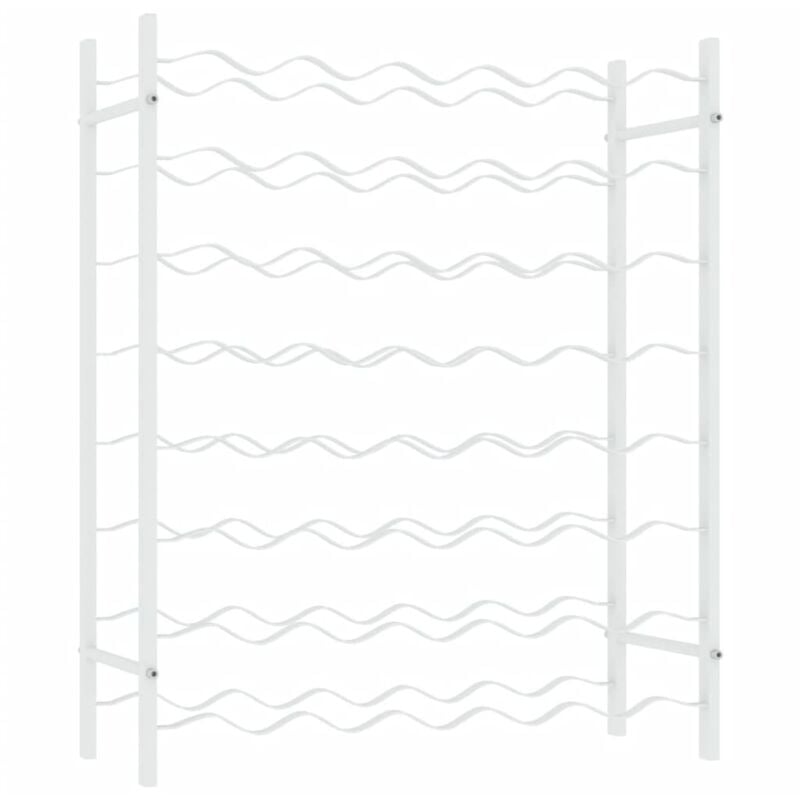 Casier range bouteilles étagère de rangement vin pour 48 bouteilles en métal blanc DEC024328