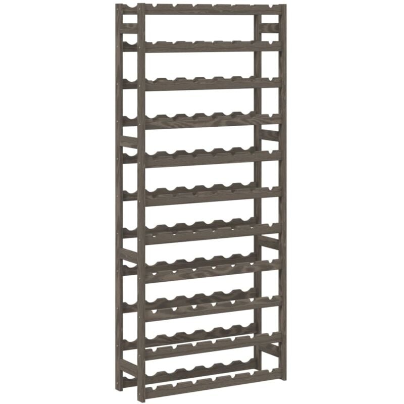 Décoshop26 - Casier range bouteilles étagère de rangement vin pour 77 bouteilles 11 niveaux en bois de pin gris DEC024342