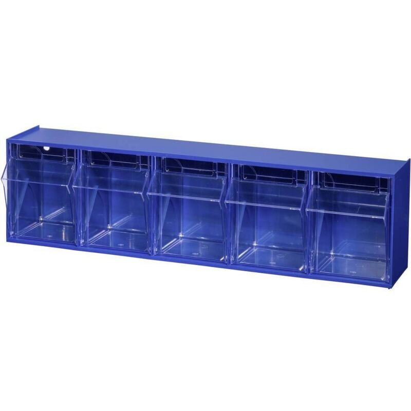 Allit - 464430 Casier à tiroirs basculants VarioPlus ProFlip 5 (l x h x p) 600 x 165 x 135 mm bleu, transparent 1 pc(s)