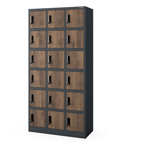 Casier vestiaire KAROL, 900 x 1850 x 400 mm, Eco Design : anthracite/noyer