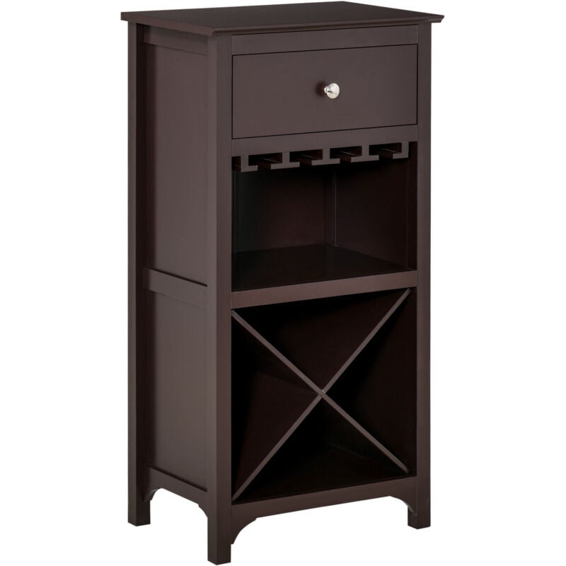 Homcom - Casier à vin design industriel étagère à bouteilles 12 bouteilles support verres à vin intégré mdf brun foncé