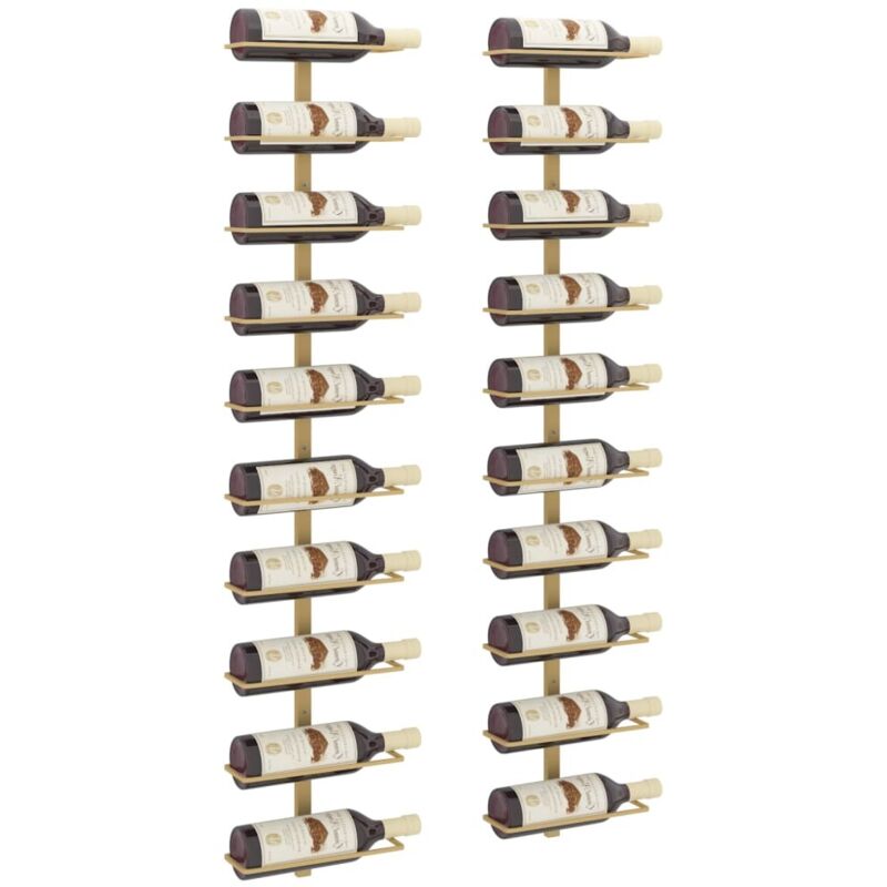 Casier à vin mural pour 10 bouteilles 2 pcs Doré Métal Casier à vin mural pour 10 bouteilles 2 pcs Doré Métal