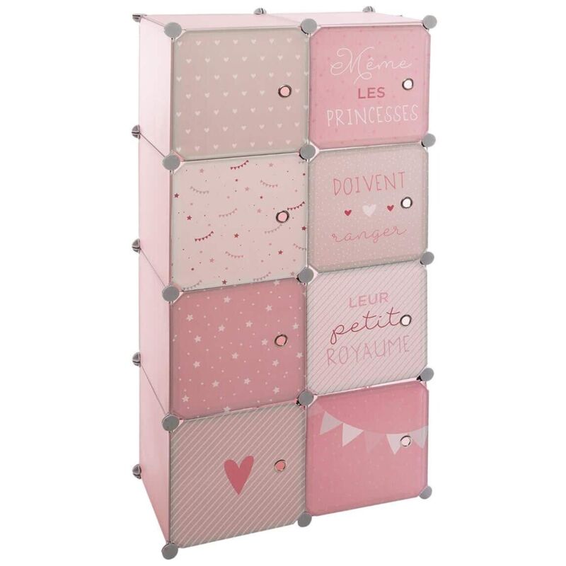 Casiers de rangement pour armoires pour enfants, aux couleurs roses Largeur 65 x profondeur 31,5 x hauteur 125 cm