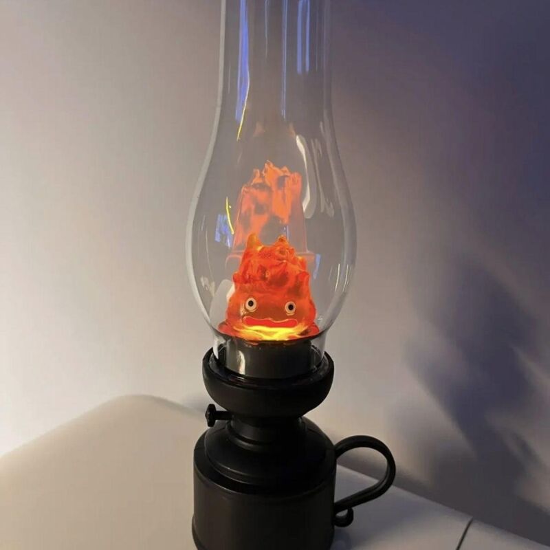 Casifer Veilleuse Dessin Animé Anime Flamme Lampe Décorative Le Château Ambulant Bougie Au Kérosène Lampe D'ambiance Maison