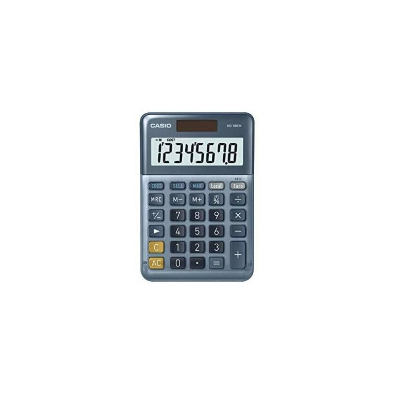 

Casio Calculadora de Escritorio CASIO MS-88EM 8 dígitos Conversión de Moneda Costo Margen de Venta Aluminio Frontal, Alimentado por batería Solar