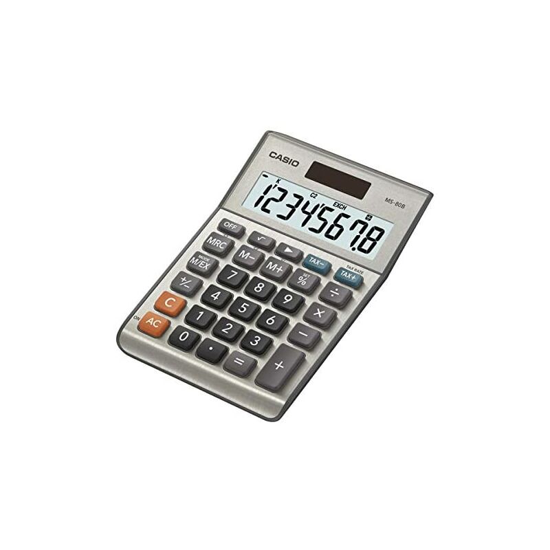 

Casio MS-80B - Calculadora de mesa (8 cifras, calcula cambio de divisa, función de raíz cuadrada, modelo posterior a MS-80S), color plateado