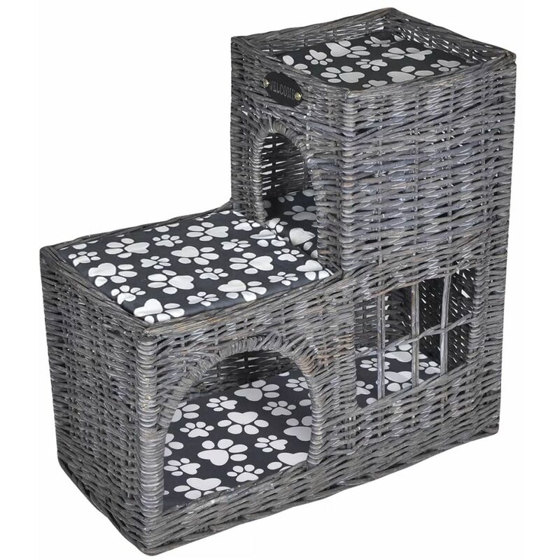 

Casita/Cama/Rascador de Mimbre para Gato (Forma de Castillo)