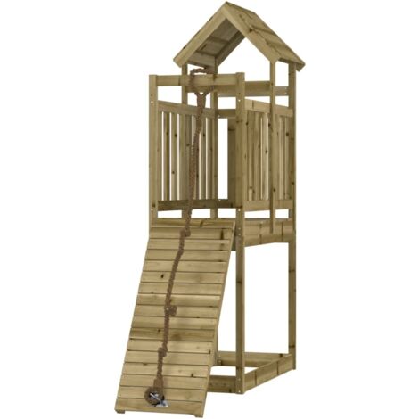 Casita de juegos con rocódromo 64 x 175 x 214 cm madera de pino impregnada 020004744