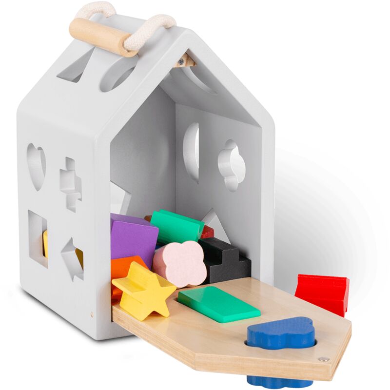 Beeloom - Maison de jeu en bois Montessori, jouets géométriques éducatifs, figurines emboîtables pour enfants et bébés, différentes pièces