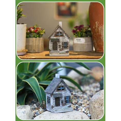 Casita en miniatura para jardín de hadas, figura decorativa de resina resistente, dimensiones 9x9x14cm, incluye 1 figura, regalo original para fiestas o para el hogar.