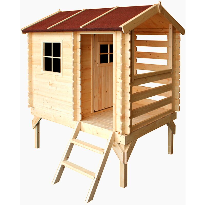 

Casita infantil de madera elevada - Casita de juegos al aire libre 265x130xH175cm / 1.1m2 - Casita de jardín infantil de madera al aire libre