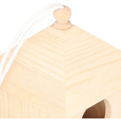 [Casita para pájaros] Casita para pájaros hecha a mano en madera de pino con correa de transporte, decoración rústica de jardín para pájaros pequeños (20x12x12cm)