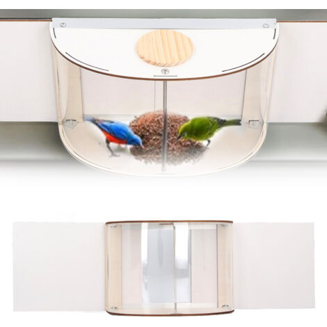 Casita para pájaros con ventana, ecológica y duradera, fabricada en madera de cedro, con una amplia zona de visión de 180°, resistente a la lluvia, puerta ajustable, dimensiones: 25 x 17,5 x 10,5 cm.