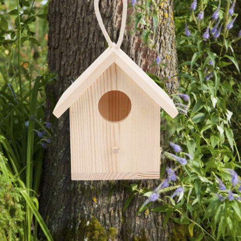 Casita para pájaros de madera con ventana de acrílico transparente y soporte - casita para pájaros de jardín