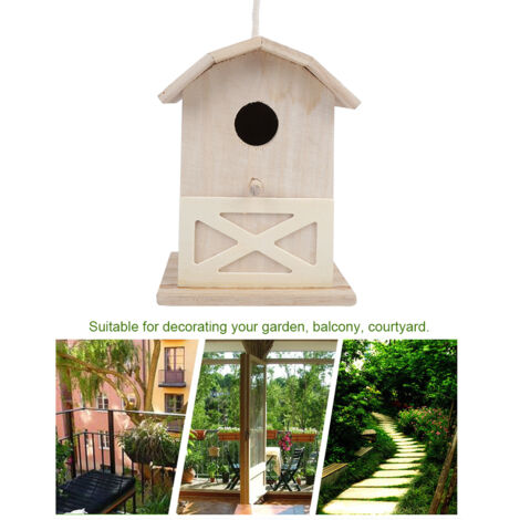 Casita para pájaros de madera de paulownia – jaula nido en miniatura – accesorio de jardín natural (13 x 12 x 18 cm, 250 g)