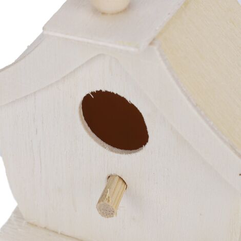 Casita para pájaros de madera en miniatura, juego de 4 piezas, jaula colgante decorativa para jardín y balcón: nicho de madera resistente con cuerda estable.