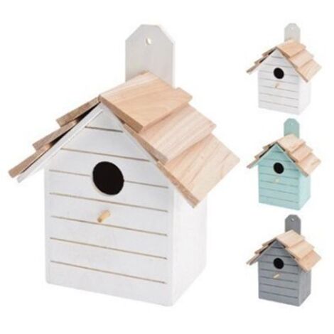 Casita para pájaros. fabricada en madera. colores surtidos 16x11x22cm
