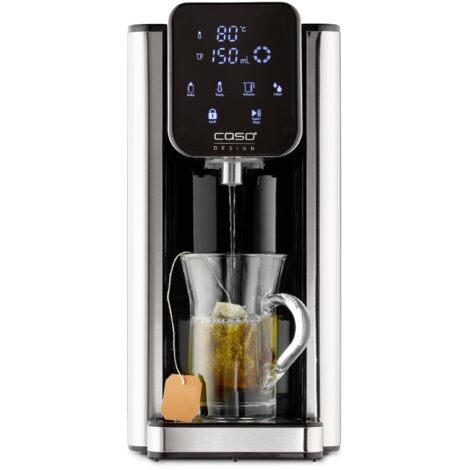 CASO 1879 Turbo - Dispenser di acqua calda HW660, 2600 W, 40-100 °C, 100-400 ml, acqua calda in pochi secondi, efficiente e a risparmio energetico, acciaio inox/nero