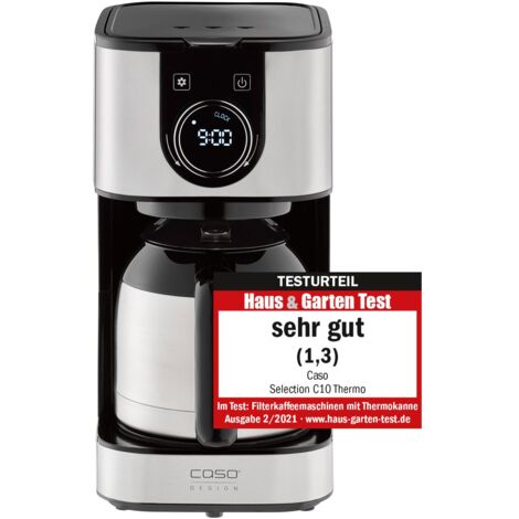 Caso Selection C10 - Macchina termica da caffè con thermos da 1,2 l, timer, in acciaio inox con filtro permanente per 10 tazze, acciaio inox, nero