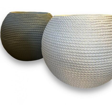 CASPÒ VASE BALI ROPE EFFECT VASAR RESINE DIAMETRE 50CM COULEURS DIVERSES - Couleur : Poudre - Colore: Smoke