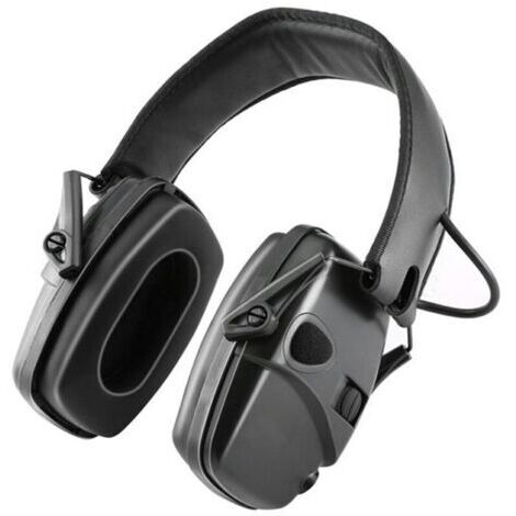 Casque Anti-Bruit Electronique SNR 27dB NR 22dB Amplification Sonore pour Chasse/Airsoft Léger Compact avec Coussinets Remplaçables Noir