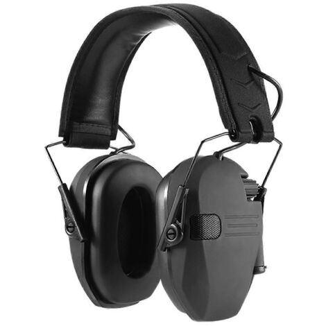 Casque antibruit électronique de protection auditive noir--