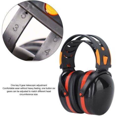 Casque antibruit léger, protection auditive, casque de sécurité supra-auriculaire, adapté à des activités telles que le tir et la tonte de pelouse (noir/rouge)